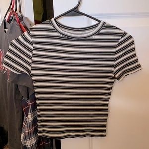 black, cream & green crop top